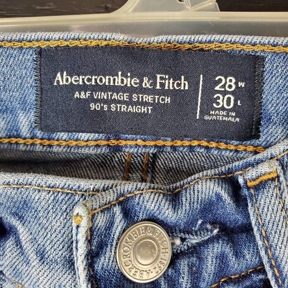 Abercrombie & Fitch Vintage Stretch 90's Straight Denim Jeans Pants Size 28 - Picture 5 of 11